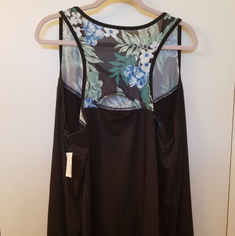 Catherines 2X Active Wear Black/Tropical Tank - Picture 2 of 4